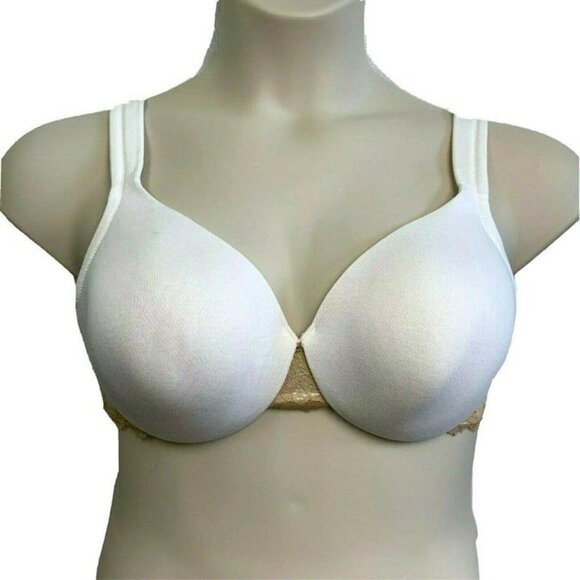Lane Bryant Cacique Womens Bra Cotton Lace Full Coverage 38C Ivory w/ Tan Lace - Picture 1 of 8